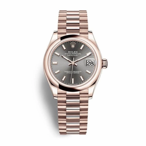 Rolex Datejust 31mm - Ref: 278245-0026 - Rhodium Grey Dial, 18K Rose Gold Presidential Bracelet Women's Watch