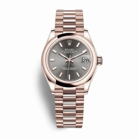 Rolex Datejust 31mm - Ref: 278245-0026 - Rhodium Grey Dial, 18K Rose Gold Presidential Bracelet Women's Watch