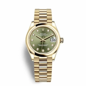 Rolex Datejust 31mm - Ref: 278248-0018 - Green Diamond Dial, 18K Yellow Gold Presidential Bracelet Women's Watch