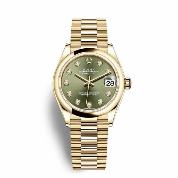 Rolex Datejust 31mm - Ref: 278248-0018 - Green Diamond Dial, 18K Yellow Gold Presidential Bracelet Women's Watch