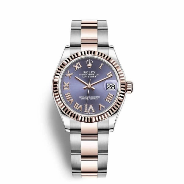 Rolex Datejust 31mm - Ref: 278271-0019 - Aubergine Purple Diamond Roman Dial, Two Tone Stainless Steel & 18K Rose Gold Oyster Bracelet Women's Watch