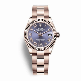 Rolex Datejust 31mm - Ref: 278275-0028 - Aubergine Purple Dial, 18K Rose Gold Oyster Bracelet Women's Watch