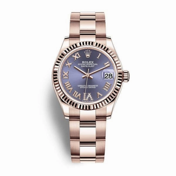 Rolex Datejust 31mm - Ref: 278275-0028 - Aubergine Purple Dial, 18K Rose Gold Oyster Bracelet Women's Watch