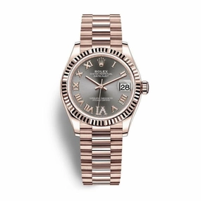 Rolex Datejust 31mm - Ref: 278275-0033 - Rhodium Grey Dial, 18K Rose Gold President Bracelet Women's Watch