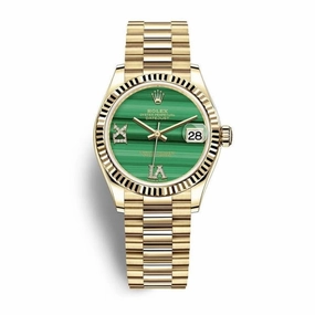 Rolex Datejust 31mm - Ref: 278278-0004 - Green Dial, 18K Yellow Gold President Bracelet Women's Watch