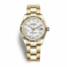 Rolex Datejust 31mm - Ref: 278278-0017 - White Mother of Pearl Diamond Dial, 18K Yellow Gold Oyster Bracelet Women's Watch