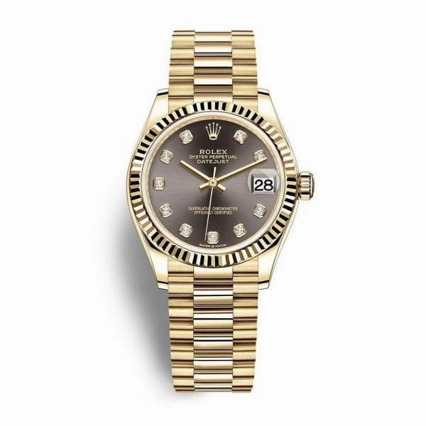 Rolex Datejust 31mm - Ref: 278278-0036 - Grey Dial, 18K Yellow Gold President Bracelet Women's Watch