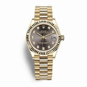 Rolex Datejust 31mm - Ref: 278278-0036 - Grey Dial, 18K Yellow Gold President Bracelet Women's Watch