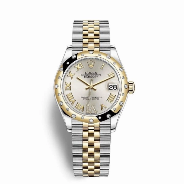 Rolex Datejust 31mm - Ref: 278343rbr-0004 - Silver Roman Diamond Dial & Diamond Bezel, Two Tone Stainless Steel & 18K Yellow Gold Jubilee Bracelet Women's Watch