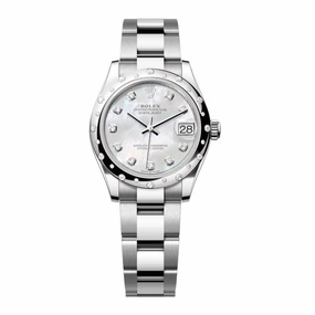 Rolex Datejust 31mm - Ref: 278344rbr-0005 - White Mother of Pearl Diamond Dial & Diamond Bezel, Stainless Steel Oyster Bracelet Women's Watch