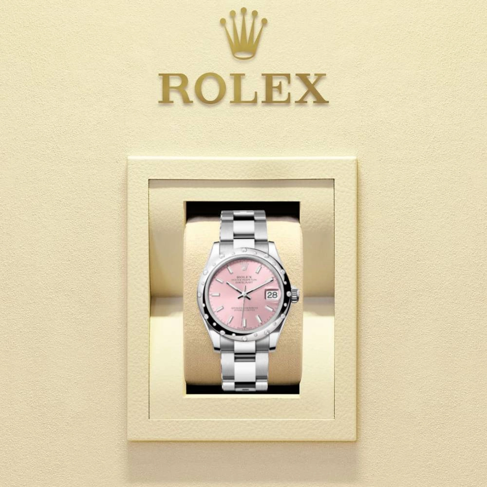 Rolex Datejust 31mm - Ref: 278344rbr-0015 - Pink Stick Dial & Diamond Bezel, Stainless Steel Oyster Bracelet Women's Watch