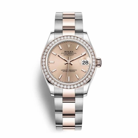 Rolex Datejust 31mm - Ref: 278381rbr-0009 - Rose Stick Dial & Diamond Bezel, Two Tone Stainless Steel & 18K Rose Gold Oyster Bracelet Women's Watch