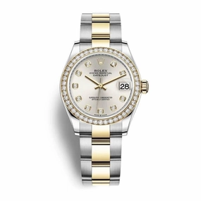 Rolex Datejust 31mm - Ref: 278383rbr-0019 - Silver Diamond Dial & Diamond Bezel, Two Tone Stainless Steel & 18K Yellow Gold Oyster Bracelet Women's Watch