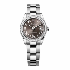 Rolex Datejust 31mm - Ref: 278384rbr-0031 - Dark Grey Roman Diamond Dial & Diamond Bezel, Stainless Steel Oyster Bracelet Women's Watch