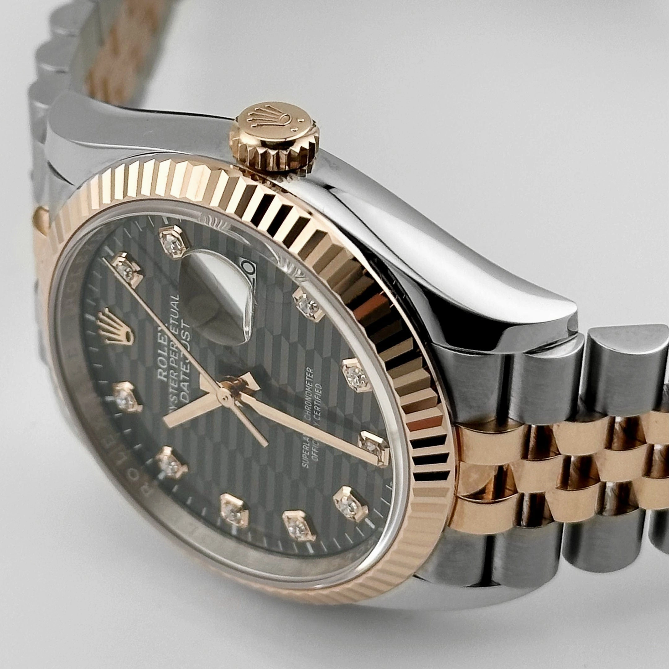 Rolex Datejust 36 126231 Rose Gold Stainless Steel Slate Motif Diamond Dial (2023)