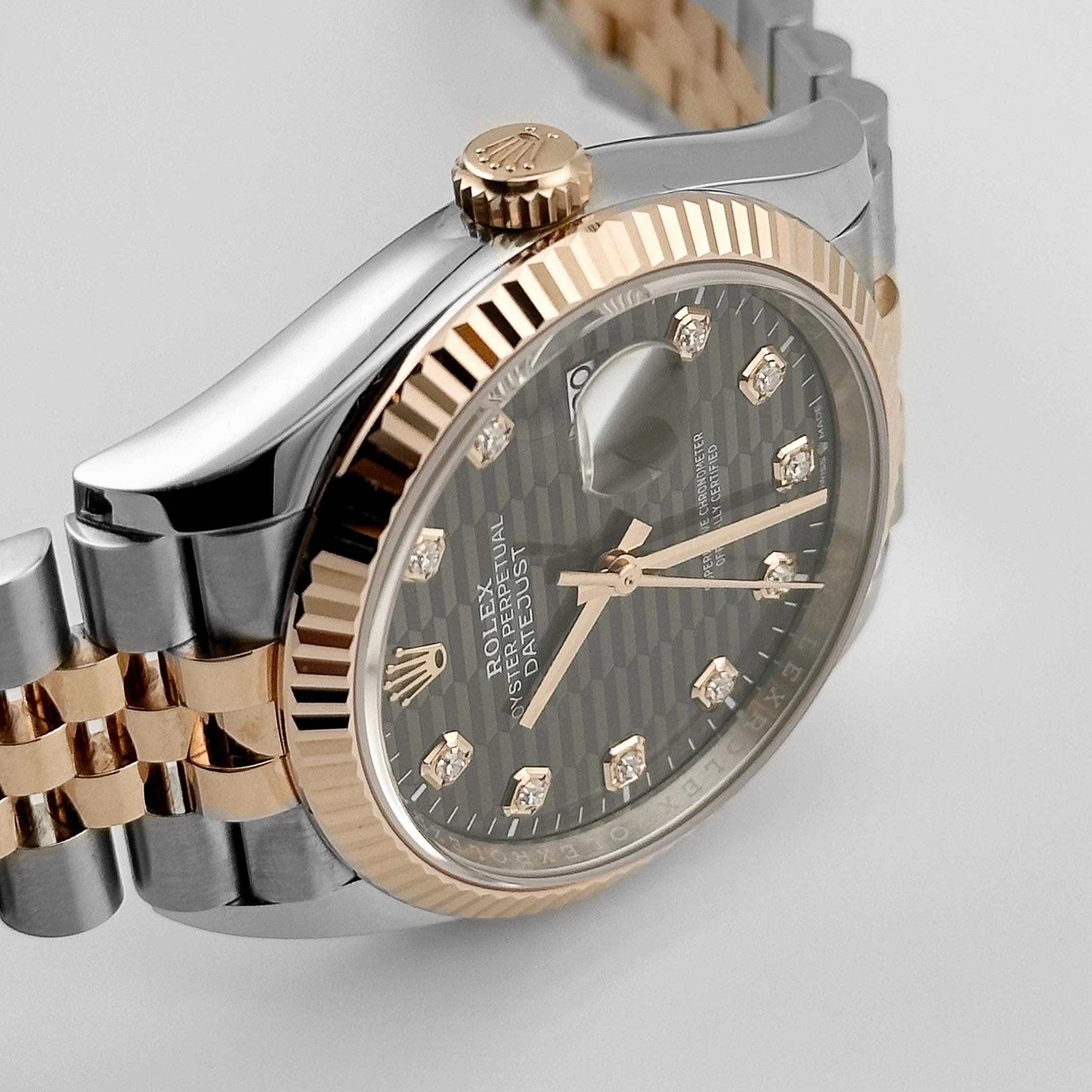Rolex Datejust 36 126231 Rose Gold Stainless Steel Slate Motif Diamond Dial (2023)