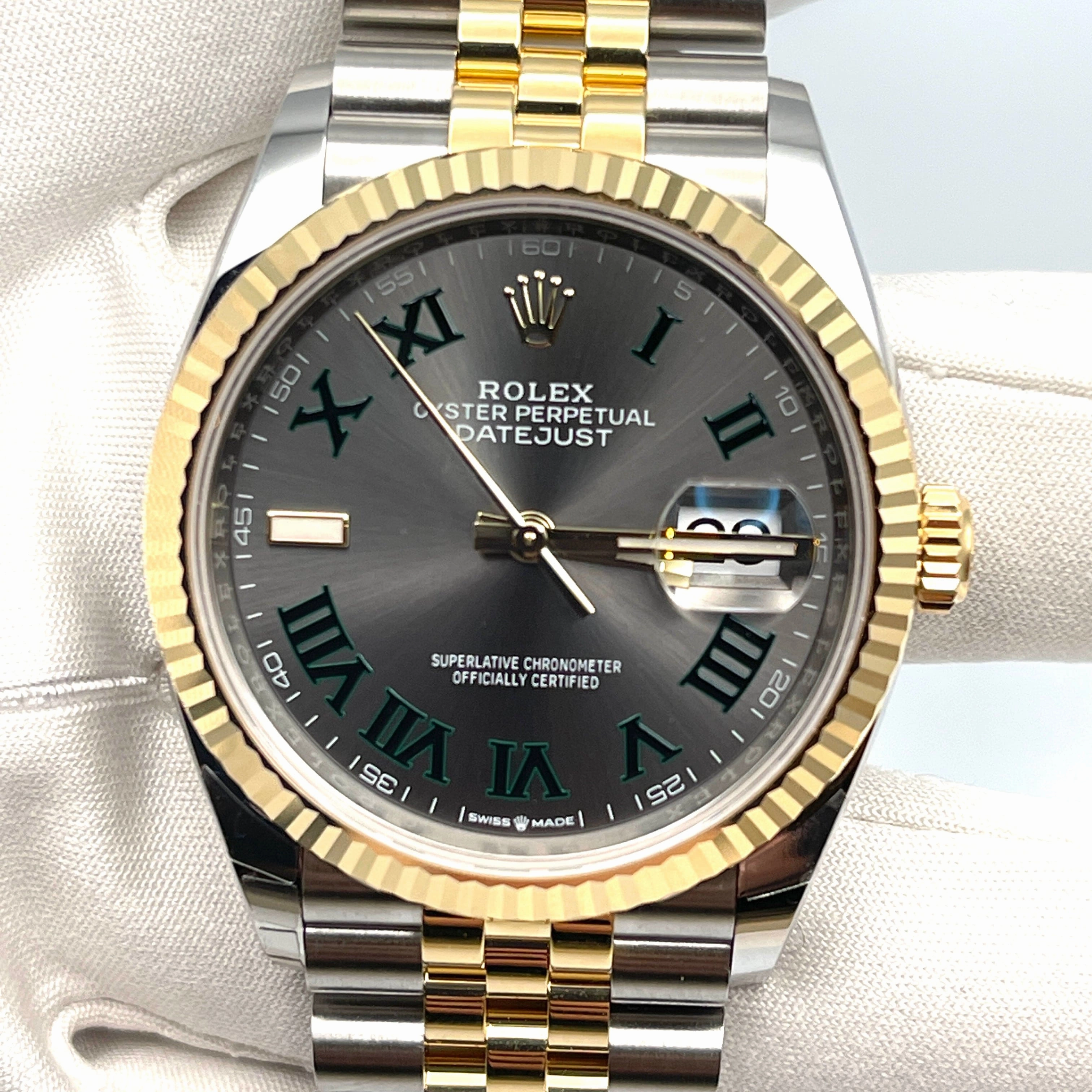 Rolex Datejust 36 126233 'Wimbledon' Stainless Steel Yellow Gold Slate Dial Jubilee (2021)
