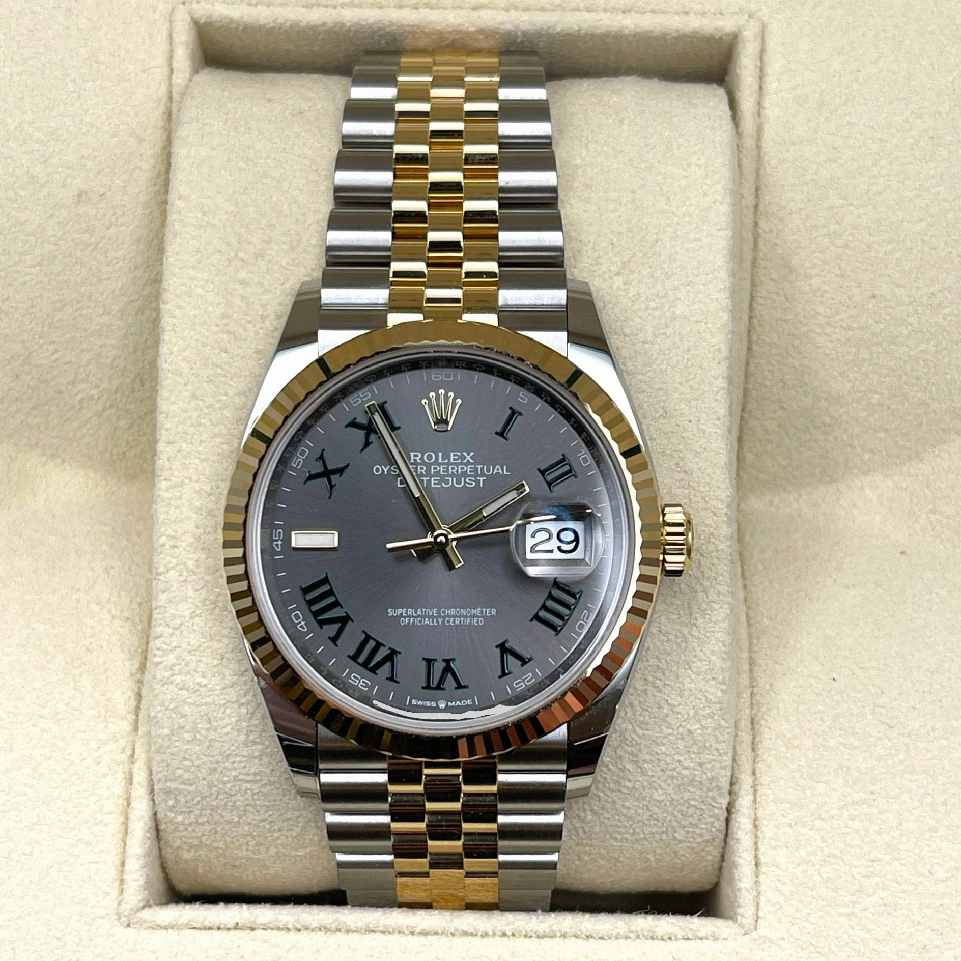Rolex Datejust 36 126233 'Wimbledon' Stainless Steel Yellow Gold Slate Dial Jubilee (2021)