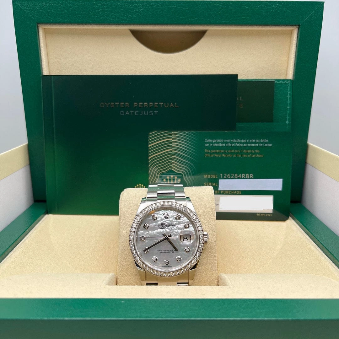 Rolex Datejust 36 126284RBR Stainless Steel Mother of Pearl Dial