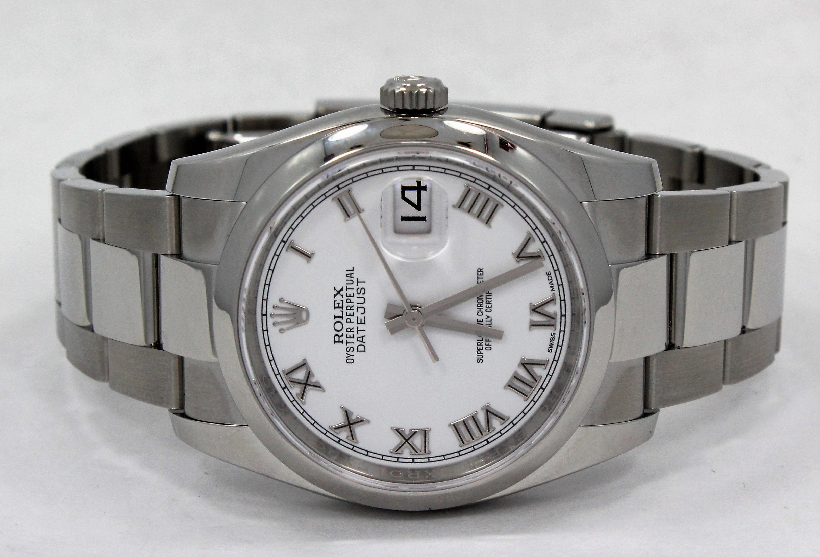 Rolex Datejust 36mm 116200  Oyster Perpetual White Roman Dial