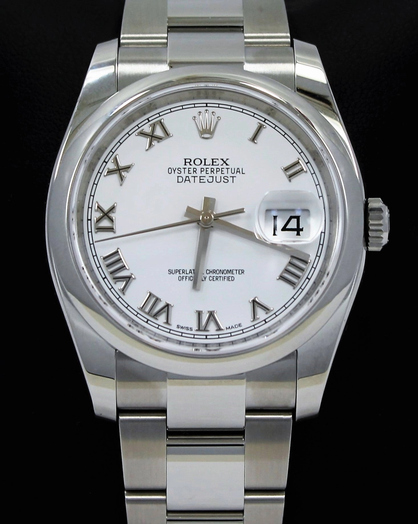 Rolex Datejust 36mm 116200  Oyster Perpetual White Roman Dial