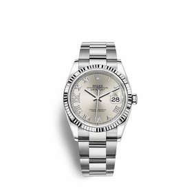 Rolex Datejust 36mm - Ref: 126234-0030 - Silver Roman Diamond Dial, Stainless Steel Oyster Bracelet Watch