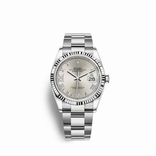 Rolex Datejust 36mm - Ref: 126234-0030 - Silver Roman Diamond Dial, Stainless Steel Oyster Bracelet Watch