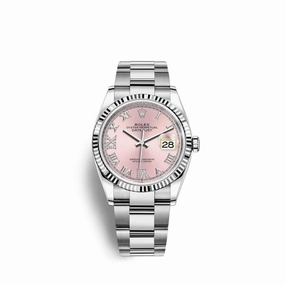 Rolex Datejust 36mm - Ref: 126234-0032 - Pink Roman Diamond Dial, Stainless Steel Oyster Bracelet Watch