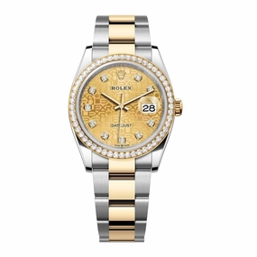 Rolex Datejust 36mm - Ref: 126283rbr-0020 - Champagne Jubilee Diamond Dial & Diamond Bezel, Two Tone Stainless Steel & 18K Yellow Gold Oyster Bracelet Watch