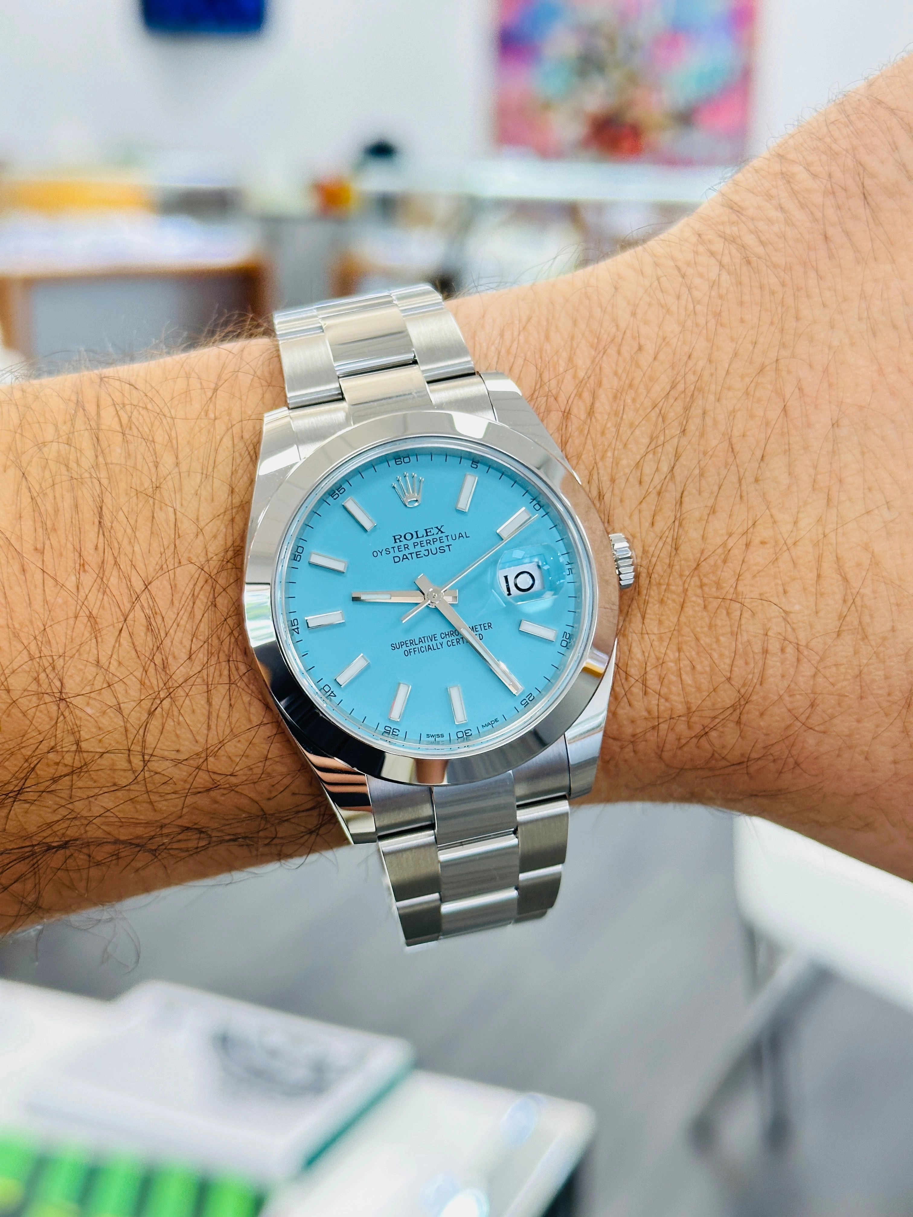 Rolex Datejust 41 126300 Custom Tiffany Blue Dial Box and Papers Unworn