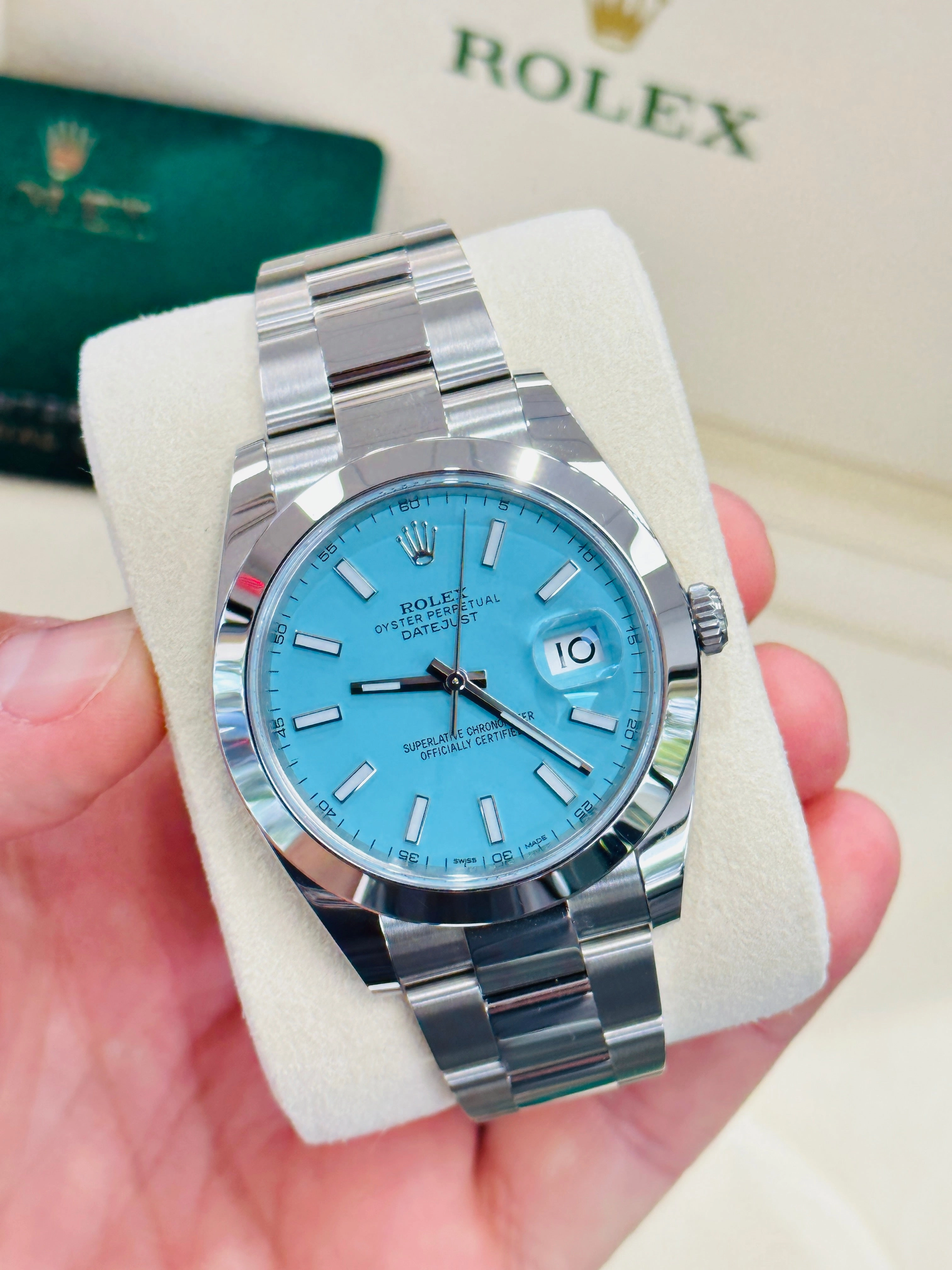 Rolex Datejust 41 126300 Custom Tiffany Blue Dial Box and Papers Unworn