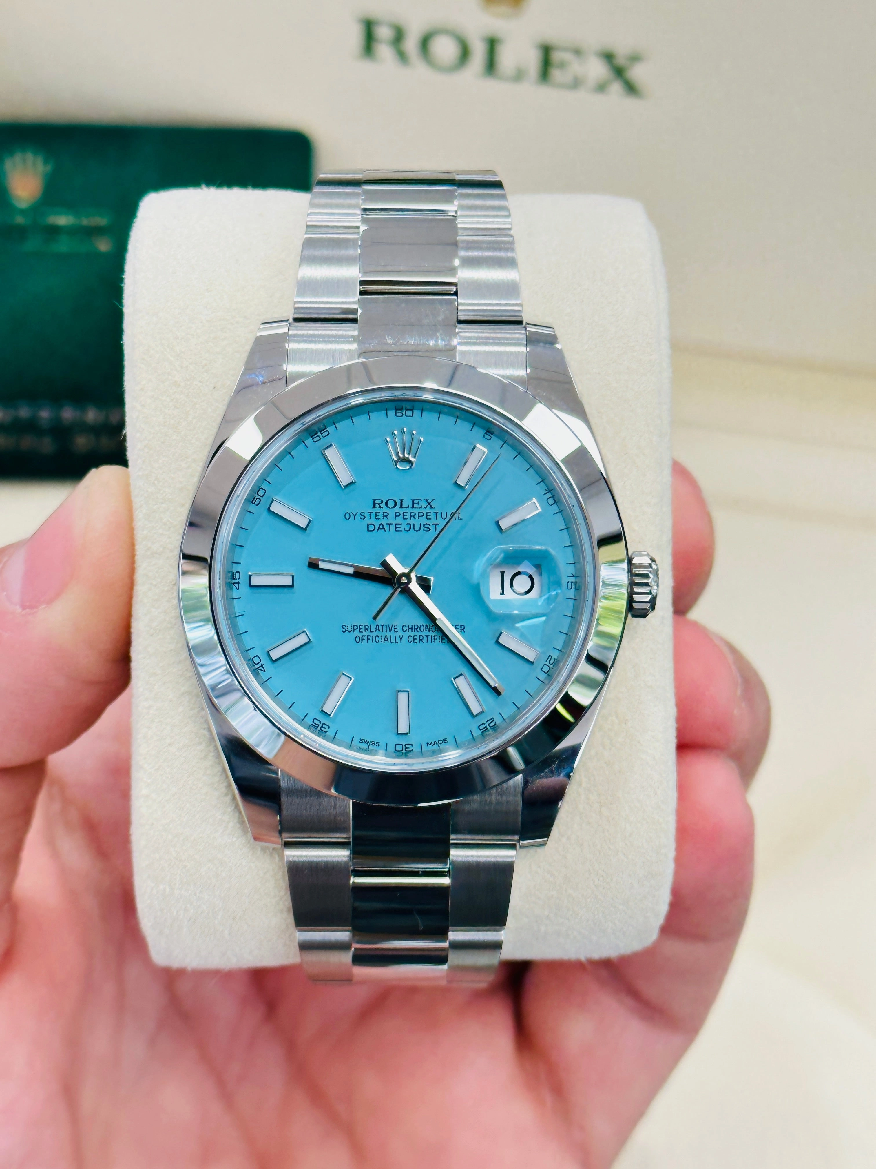 Rolex Datejust 41 126300 Custom Tiffany Blue Dial Box and Papers Unworn