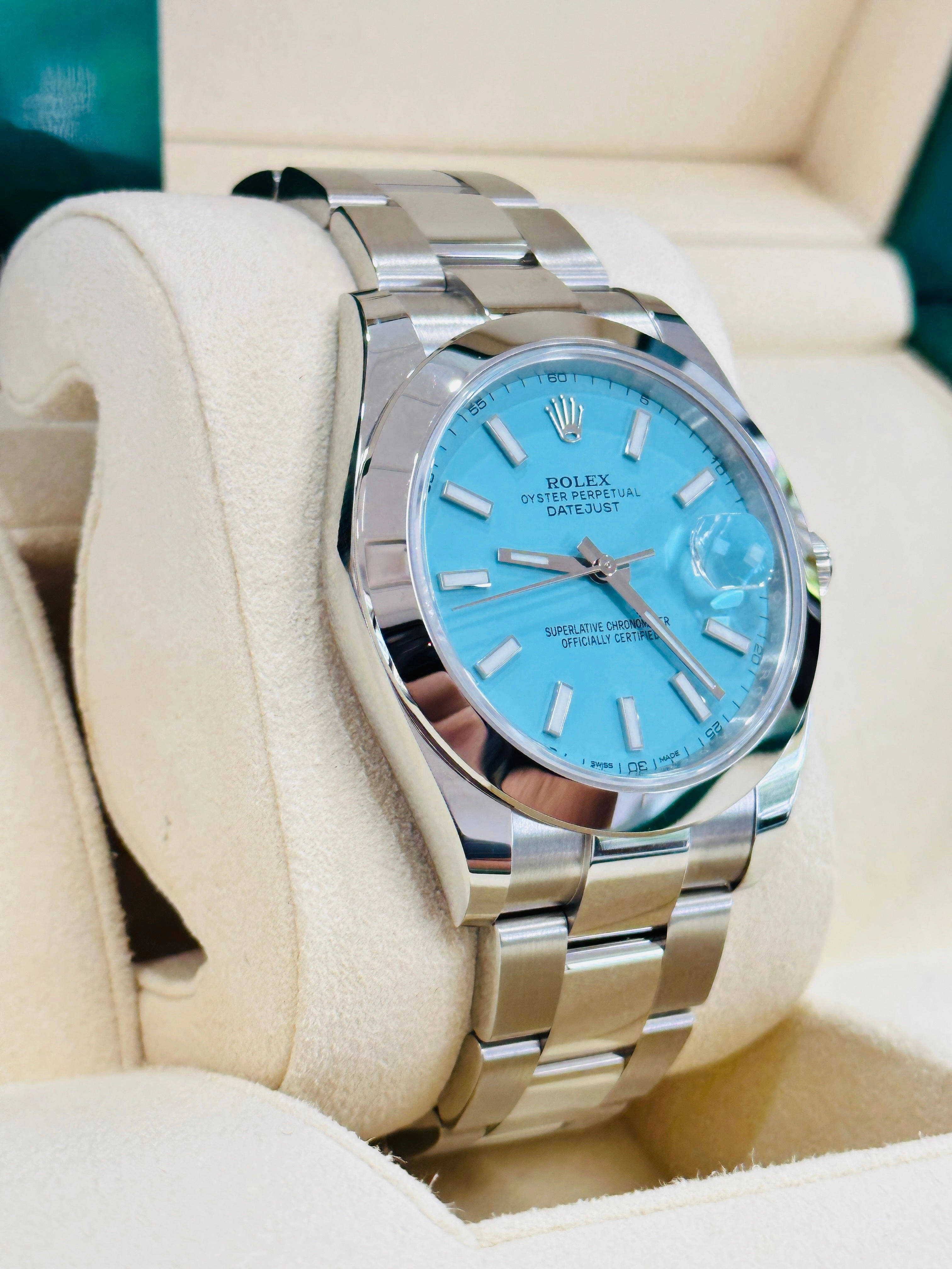 Rolex Datejust 41 126300 Custom Tiffany Blue Dial Box and Papers Unworn