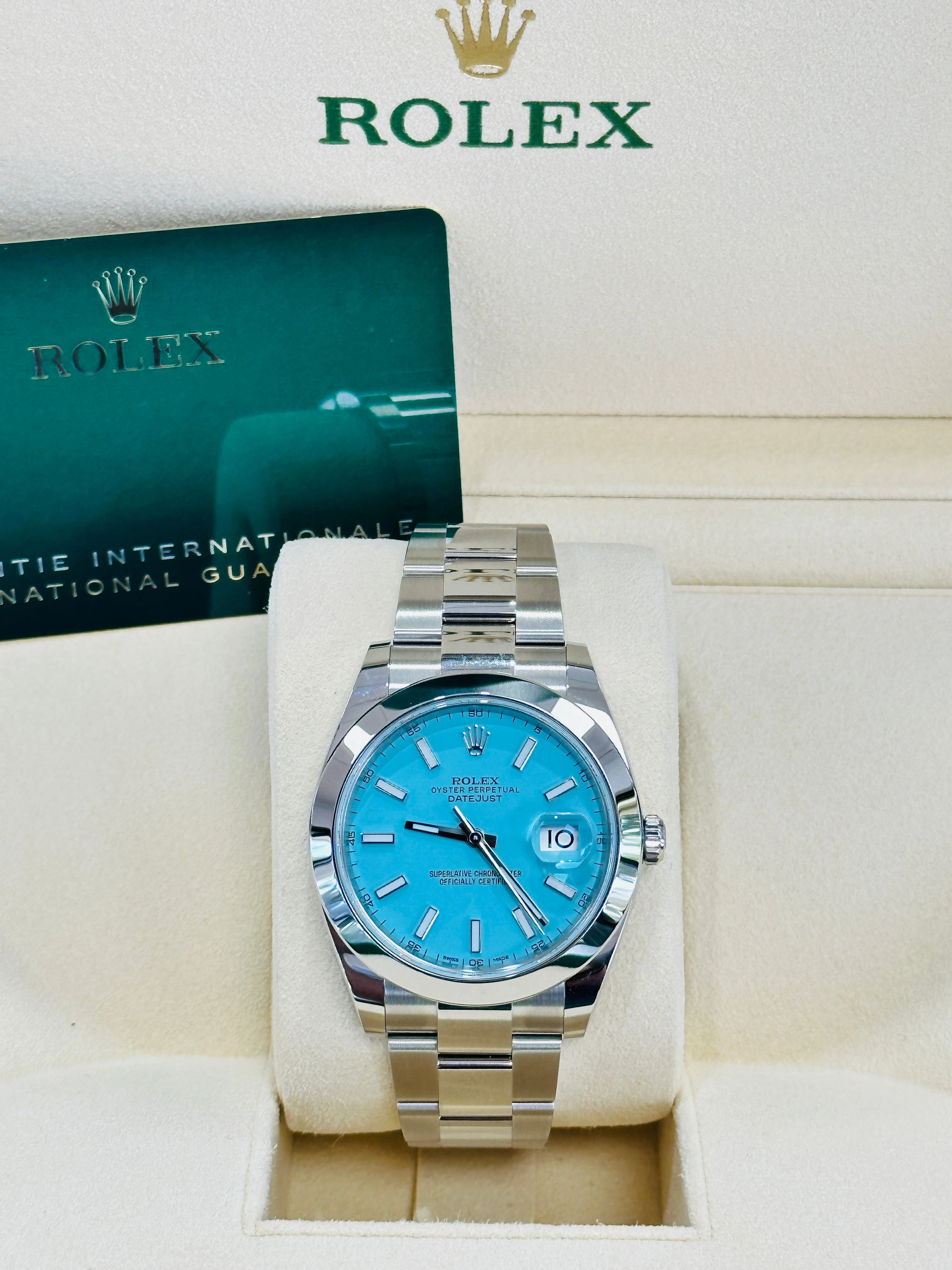 Rolex Datejust 41 126300 Custom Tiffany Blue Dial Box and Papers Unworn