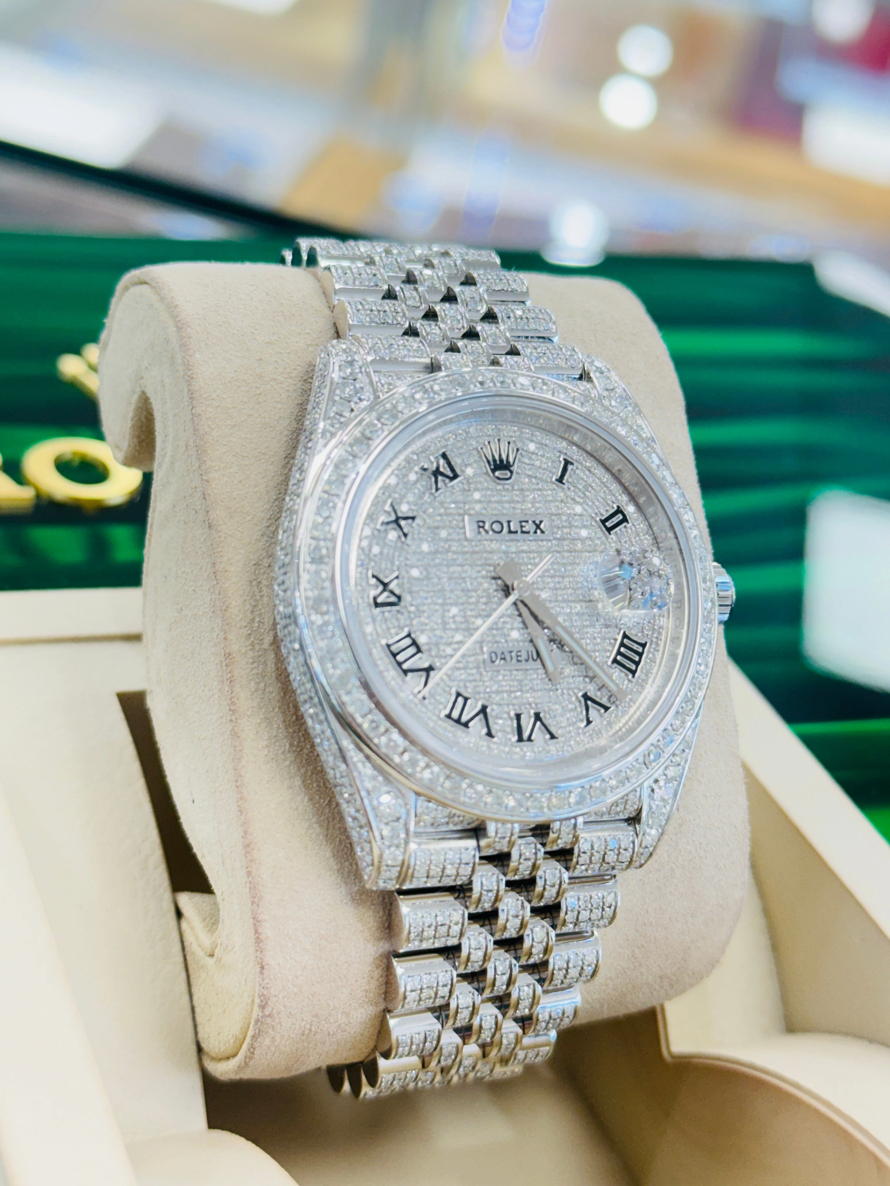 Rolex Datejust 41 126300 Full Custom Diamond Pave Set Box and Papers UNWORN