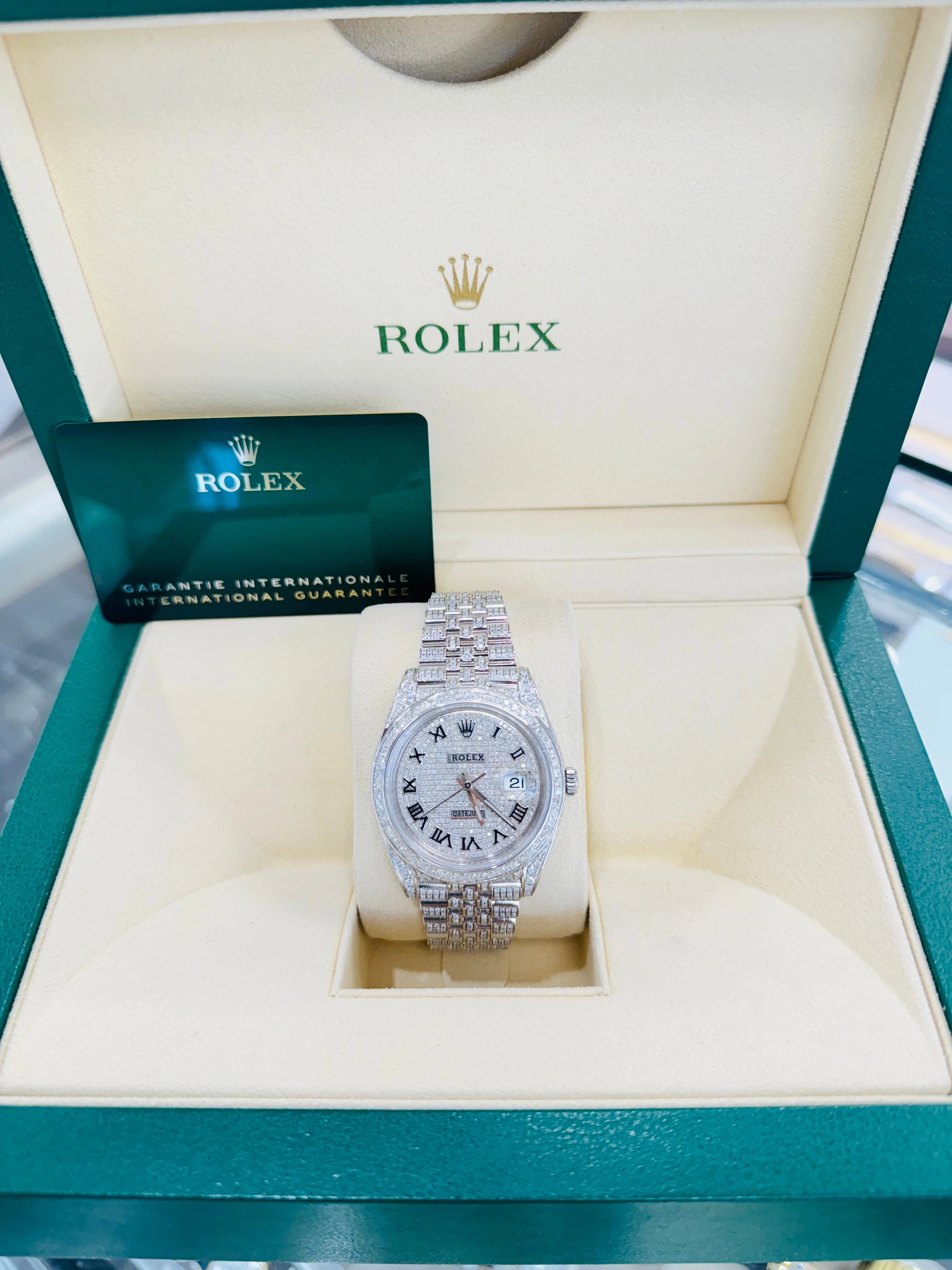 Rolex Datejust 41 126300 Full Custom Diamond Pave Set Box and Papers UNWORN