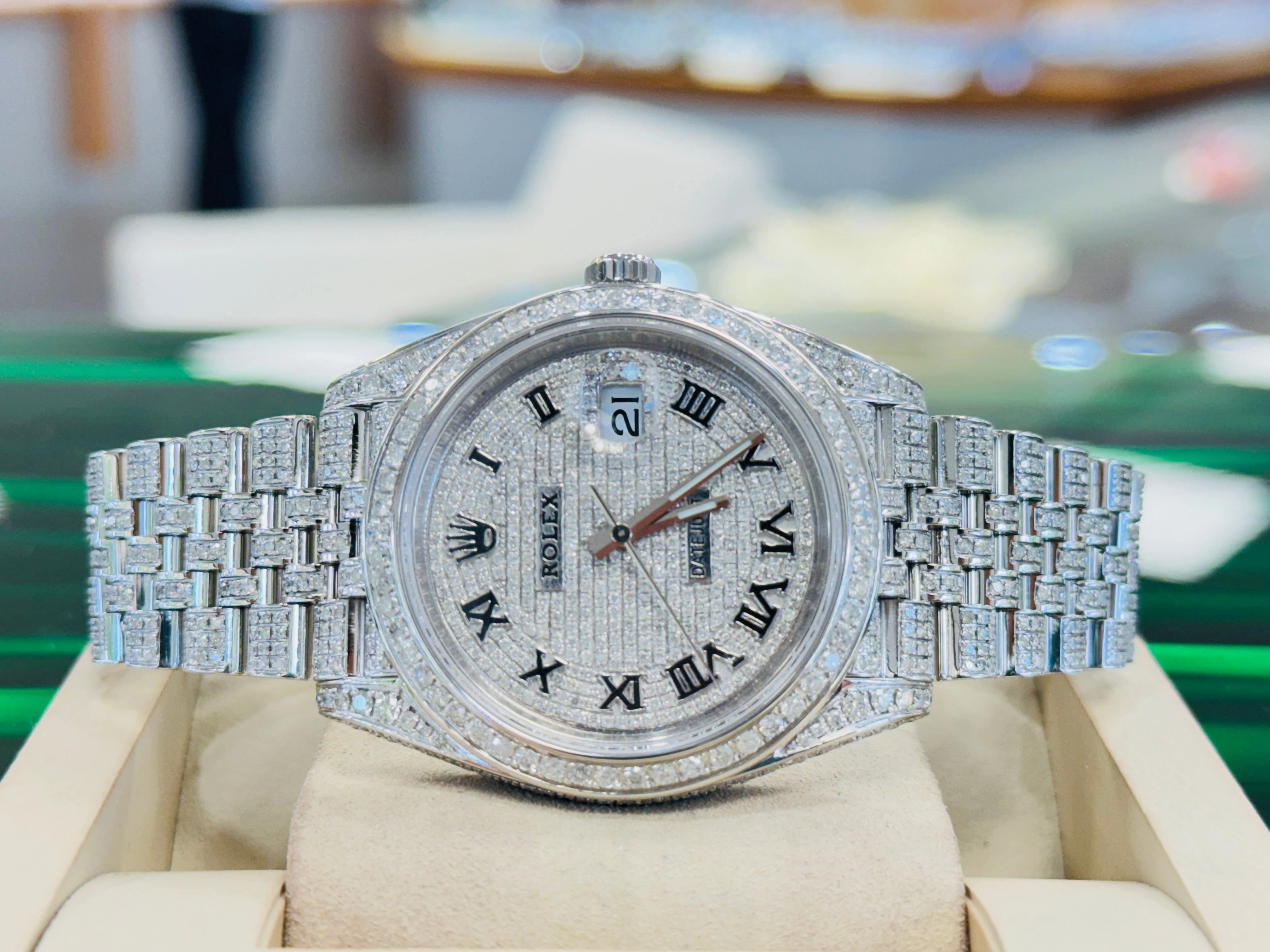 Rolex Datejust 41 126300 Full Custom Diamond Pave Set Box and Papers UNWORN