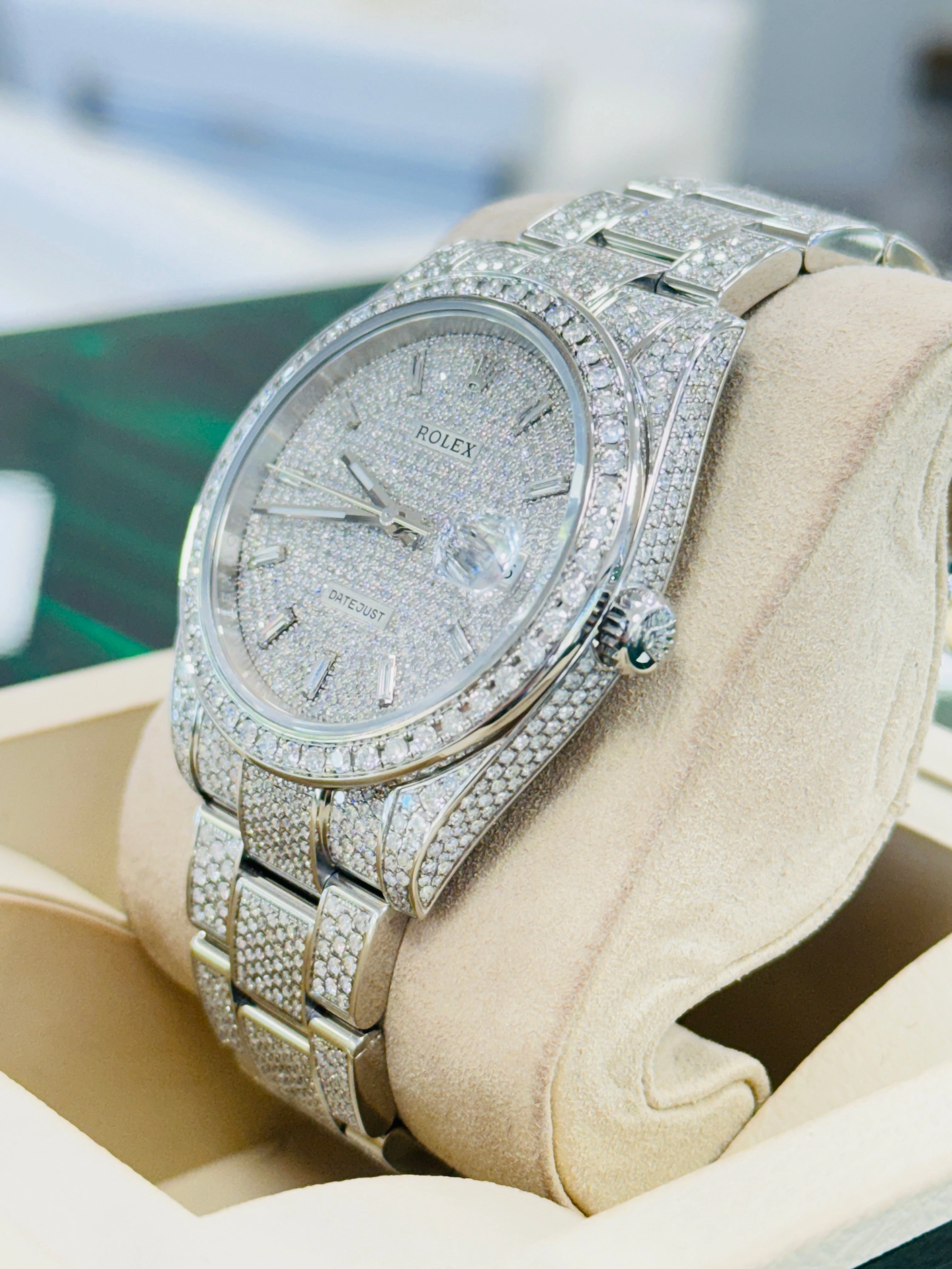 Rolex Datejust 41 126300  Full Custom Diamond Pave Set Custom Baguette Dial UNWORN Box/Papers