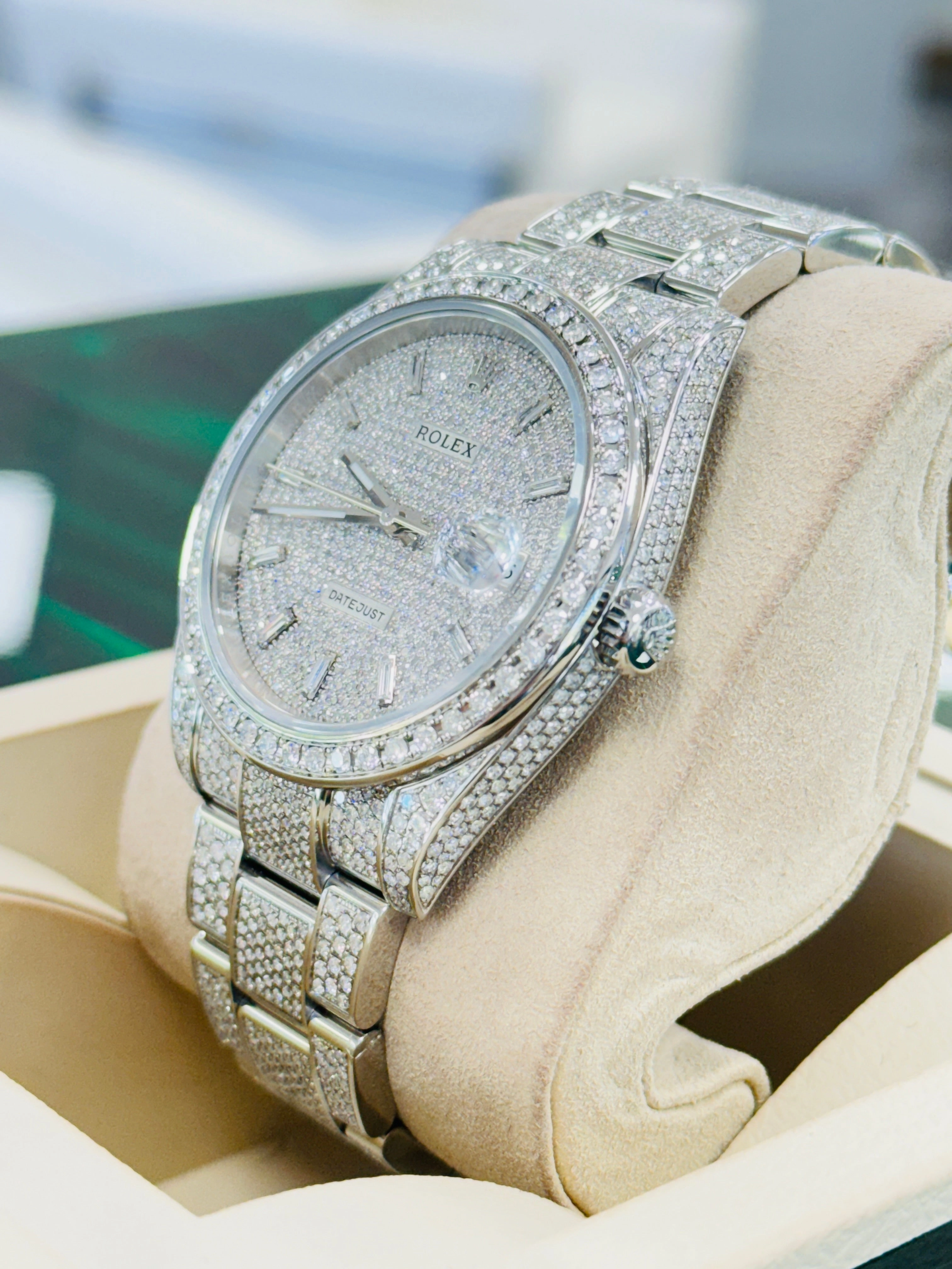 Rolex Datejust 41 126300  Full Custom Diamond Pave Set Custom Baguette Dial UNWORN Box/Papers