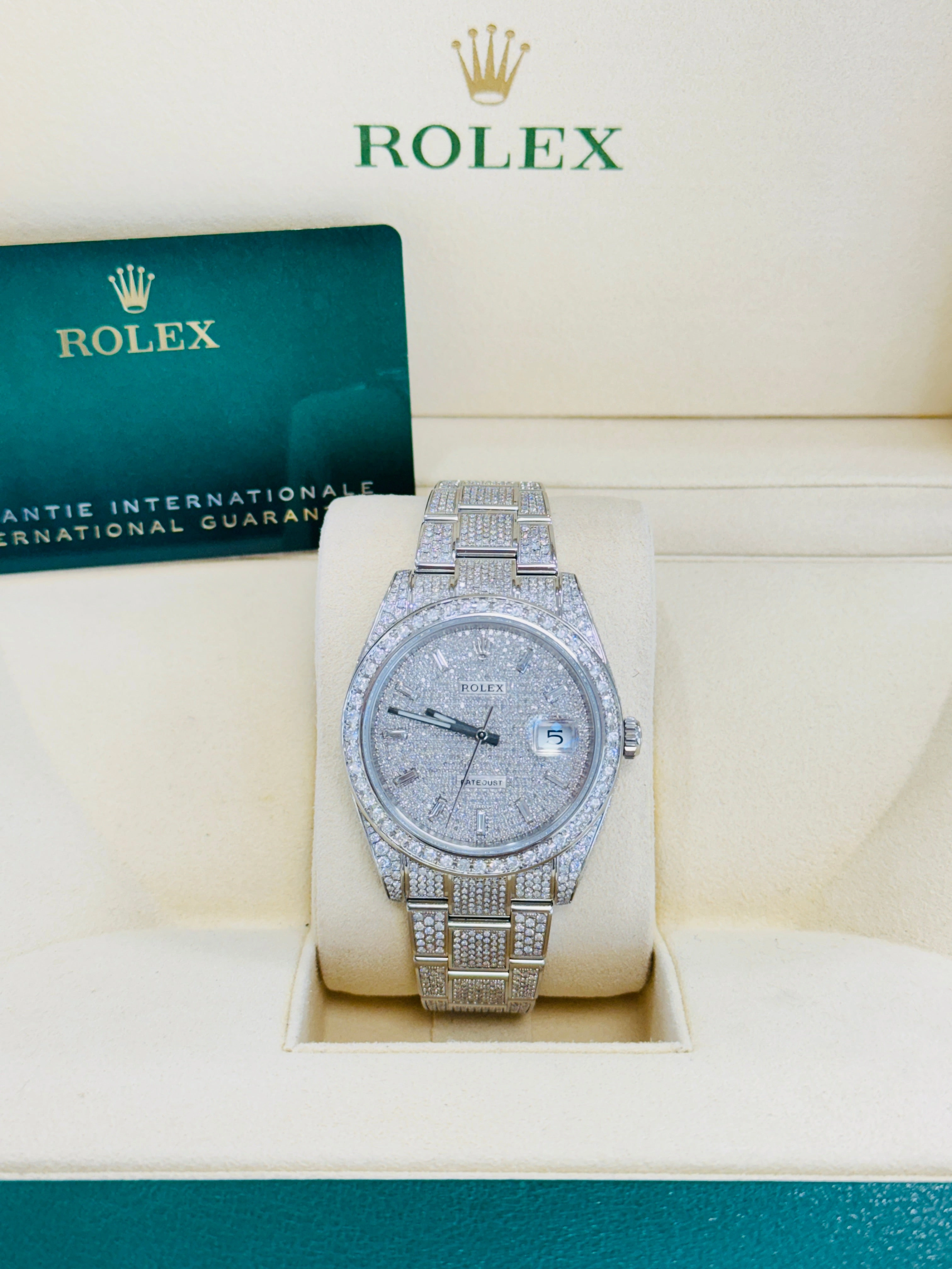 Rolex Datejust 41 126300  Full Custom Diamond Pave Set Custom Baguette Dial UNWORN Box/Papers