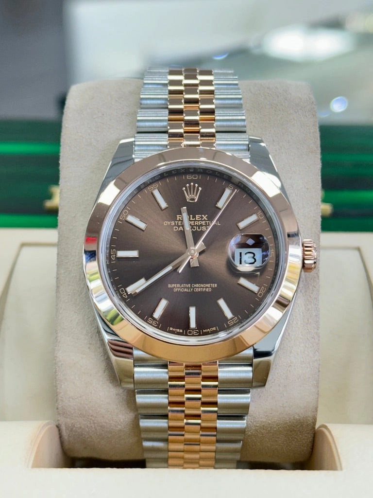 Rolex Datejust 41 126301 Chocolate Dial Jubilee SS/18K Rose Gold Box and Papers MINT