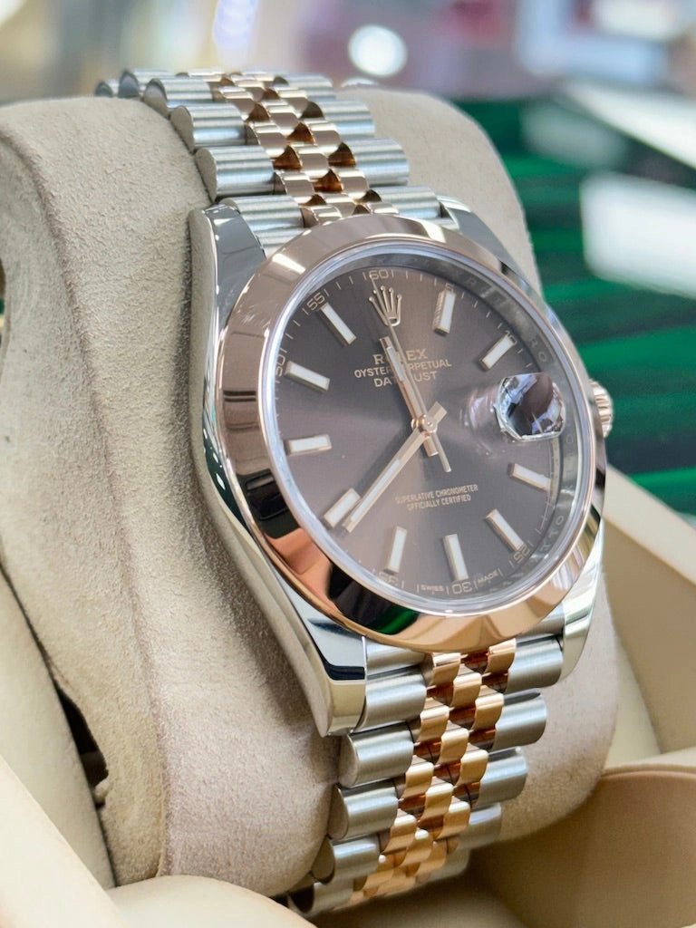 Rolex Datejust 41 126301 Chocolate Dial Jubilee SS/18K Rose Gold Box and Papers MINT