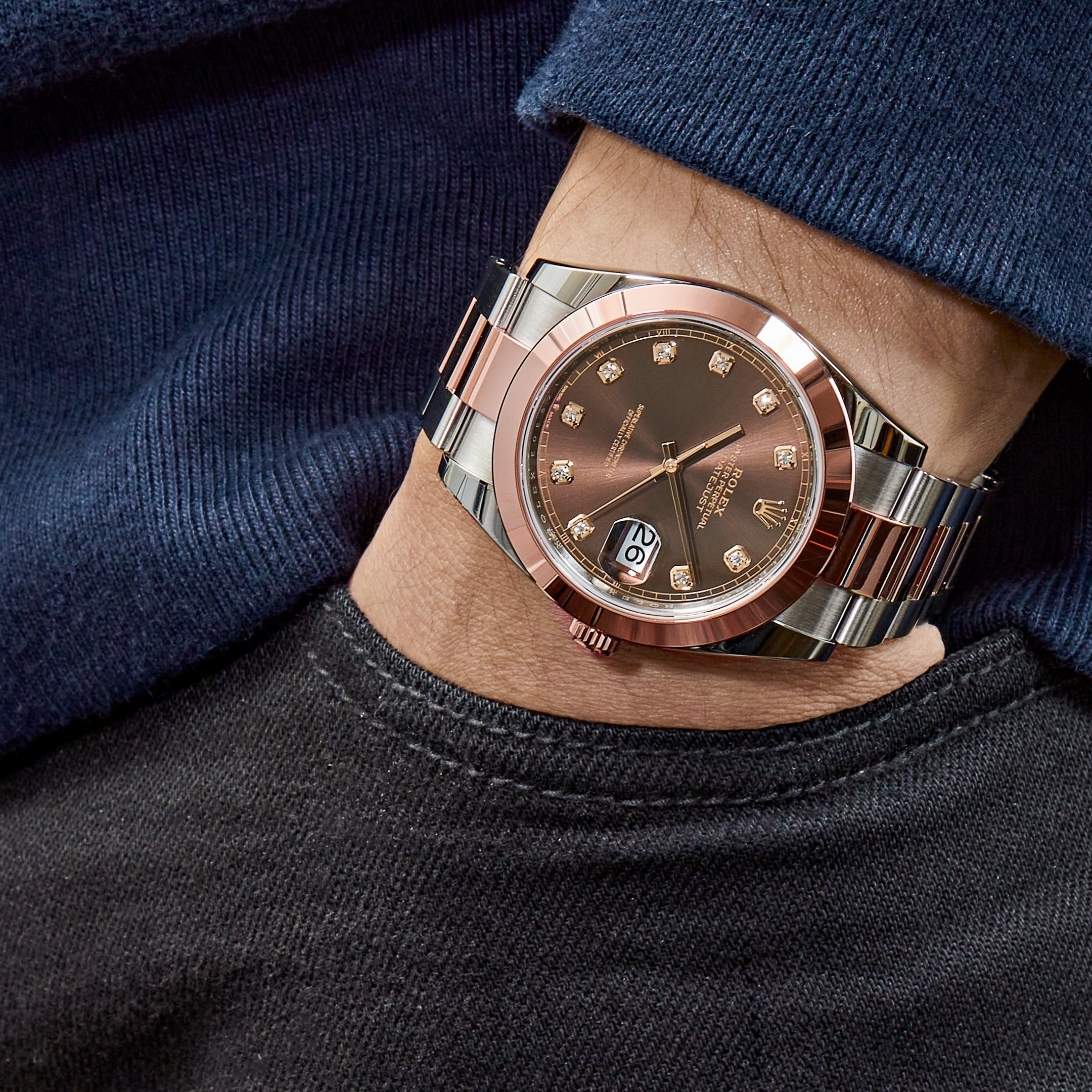 Rolex Datejust 41 126301 Rose Gold Stainless Steel Chocolate Diamond Dial (2023)