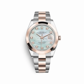 Rolex Datejust 41 126301 Stainless Steel Rose Gold Mother of Pearl Diamond Dial