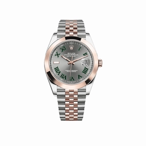 Rolex Datejust 41 126301 Stainless Steel Rose Gold Slate/Green Dial Jubilee