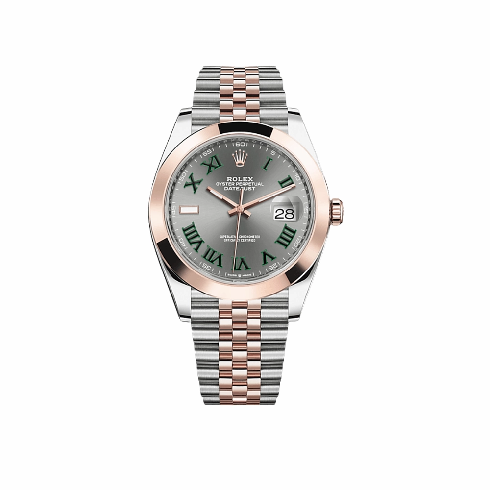 Rolex Datejust 41 126301 Stainless Steel Rose Gold Slate/Green Dial Jubilee