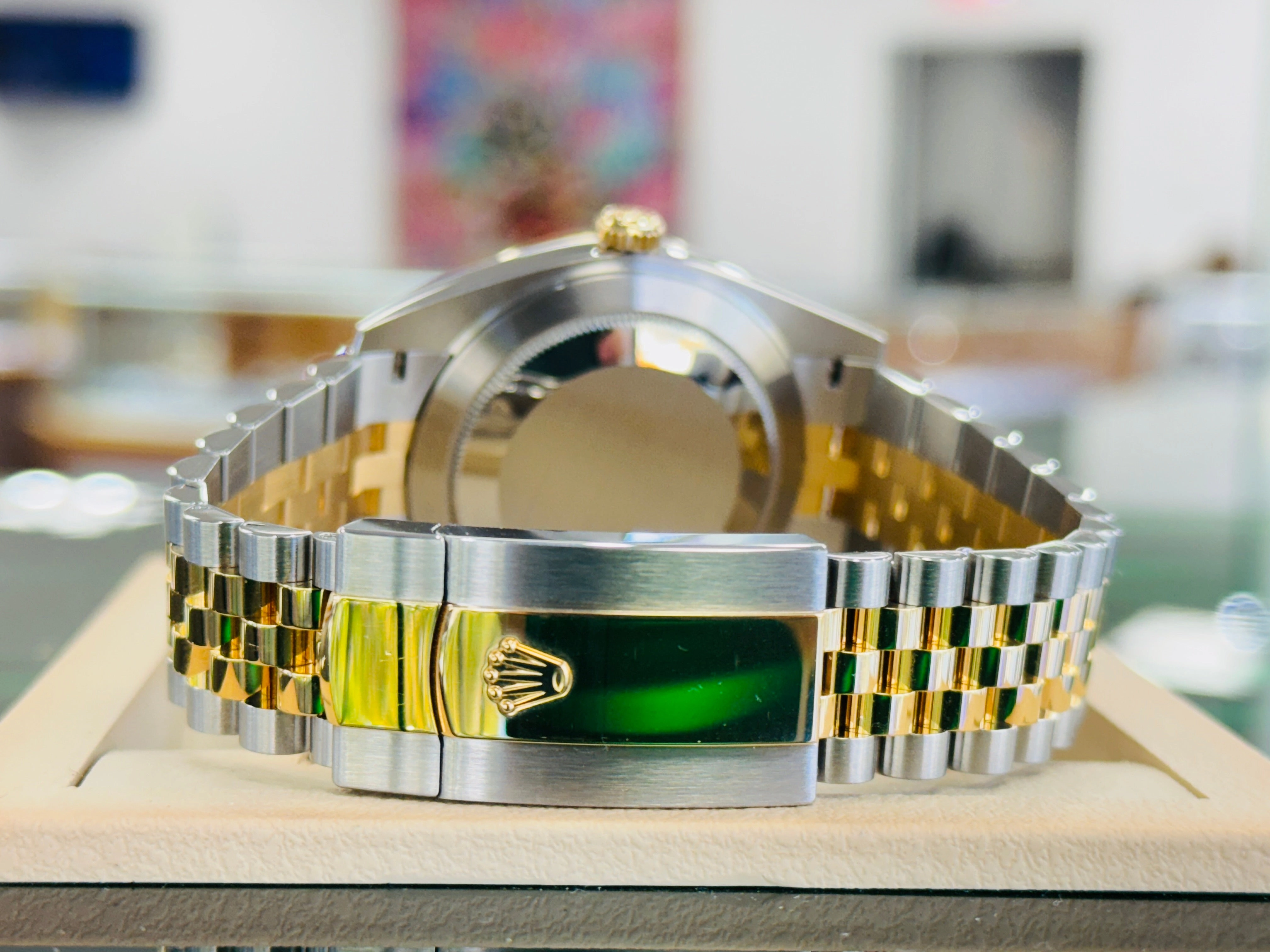 Rolex Datejust 41 126303  18k Yellow Gold/Steel Jubilee Champagne Dial Custom Diamond Bezel Jubilee Box and Papers MINT