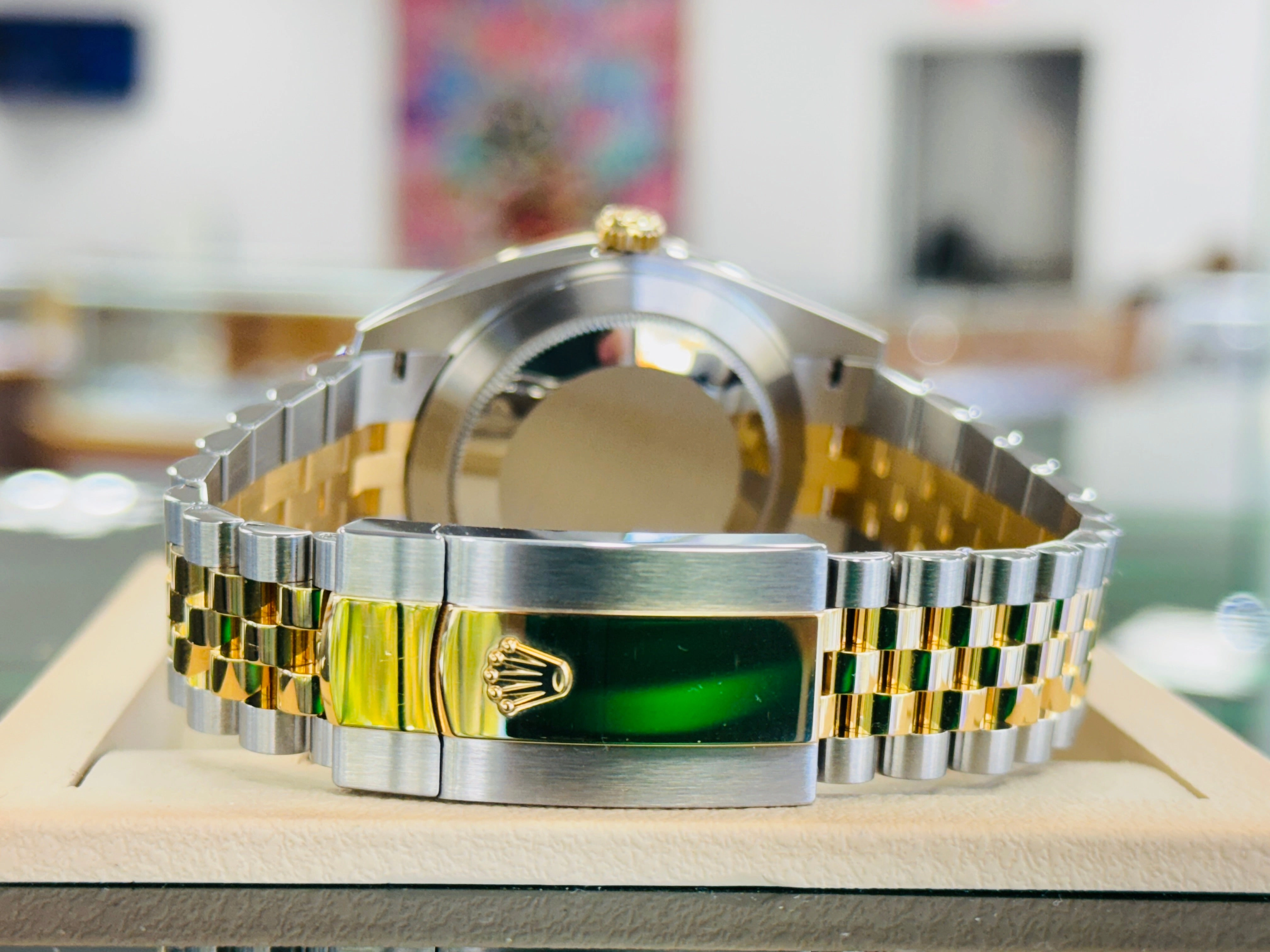 Rolex Datejust 41 126303  18k Yellow Gold/Steel Jubilee Champagne Dial Custom Diamond Bezel Jubilee Box and Papers MINT