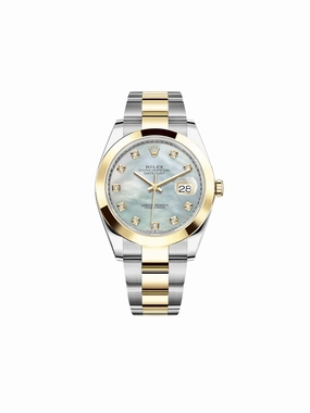 Rolex Datejust 41 126303 Stainless Steel Yellow Gold Mother of Pearl Diamond Dial