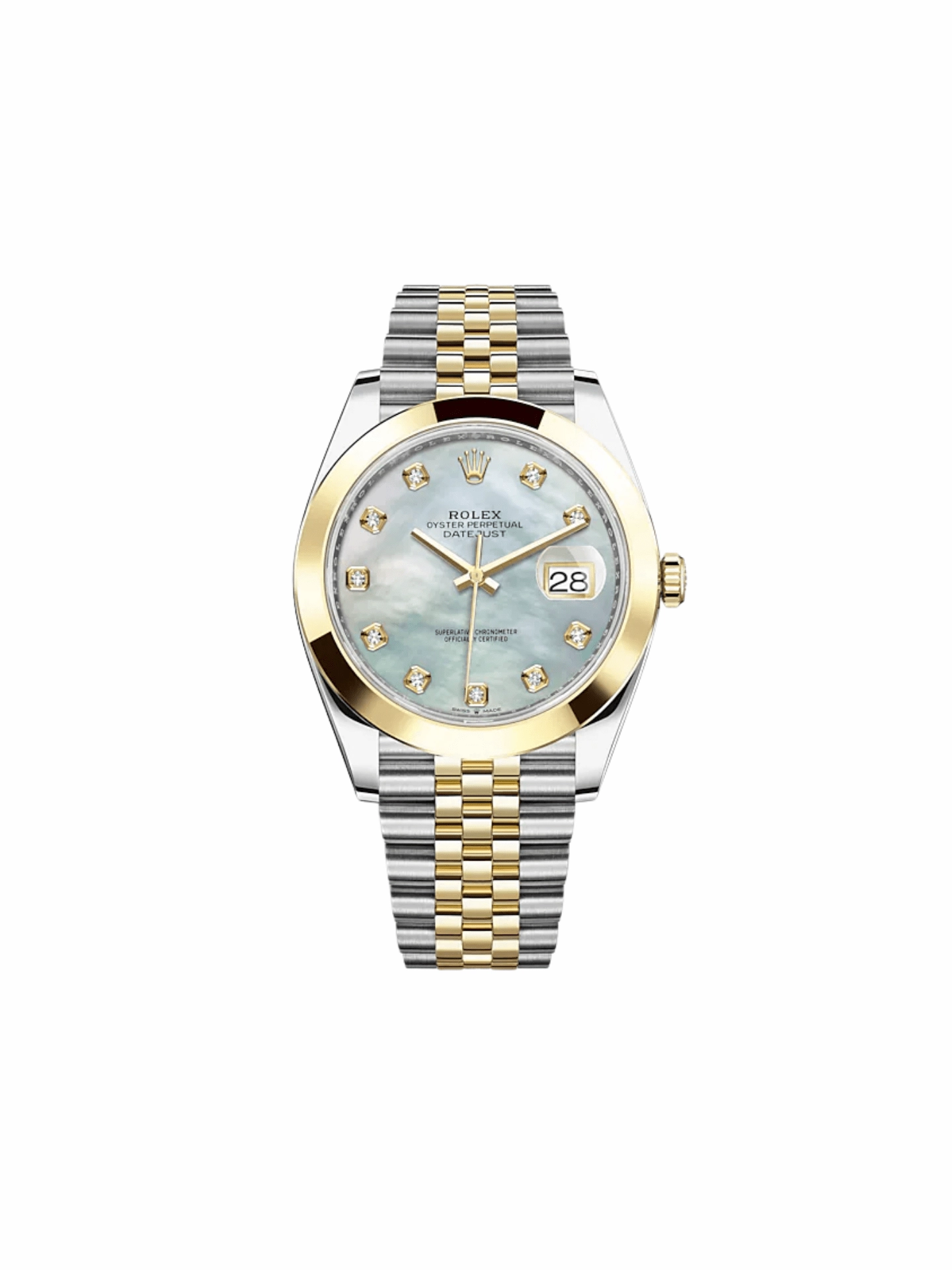 Rolex Datejust 41 126303 Stainless Steel Yellow Gold Mother of Pearl Diamond Dial Jubilee